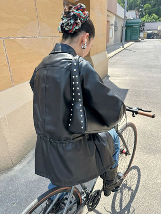 distressed leather jacket