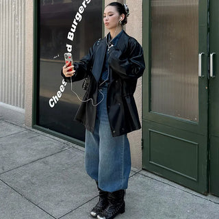 distressed leather jacket