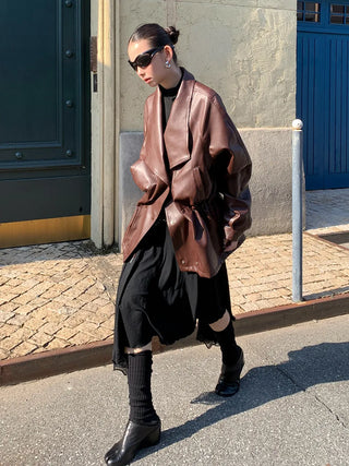 distressed leather jacket