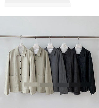 lapel leather coat