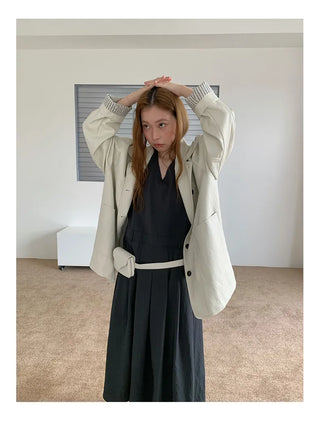 lapel leather coat