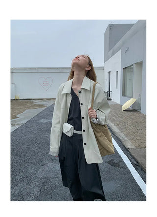 lapel leather coat