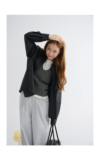 PU leather shirt