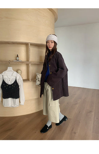 pocket mid-length jacket