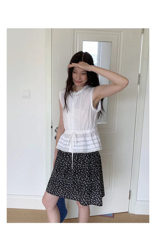 lace drawstring vest