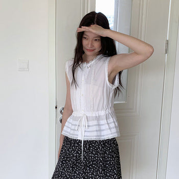lace drawstring vest