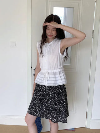 lace drawstring vest