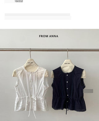 lace drawstring vest