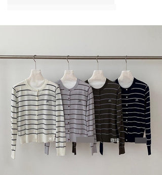 striped knit cardigan