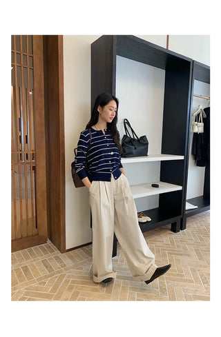 striped knit cardigan