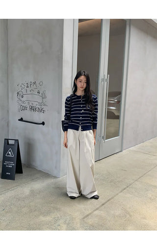 striped knit cardigan