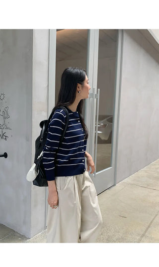 striped knit cardigan