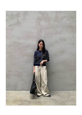 striped knit cardigan