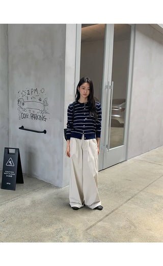 striped knit cardigan