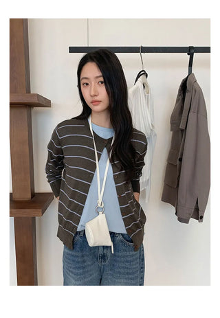 striped knit cardigan