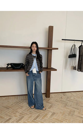 striped knit cardigan