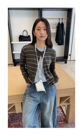 striped knit cardigan