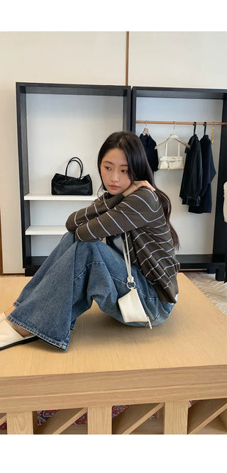 striped knit cardigan