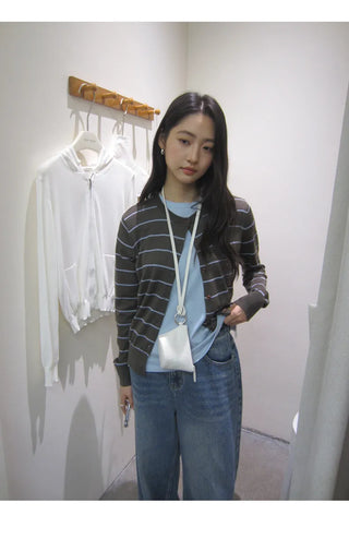 striped knit cardigan