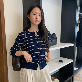 striped knit cardigan