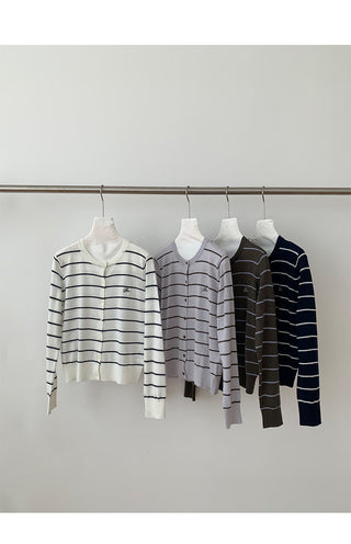 striped knit cardigan