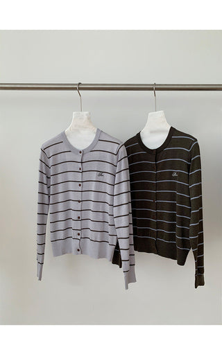 striped knit cardigan