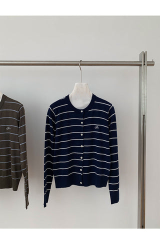 striped knit cardigan