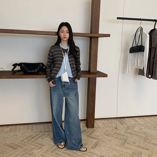 striped knit cardigan