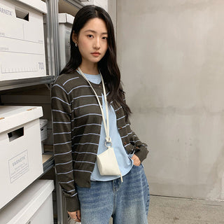 striped knit cardigan