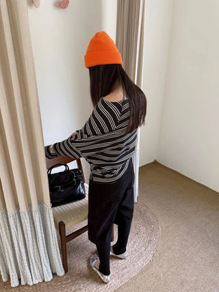 asymmetric striped sweater