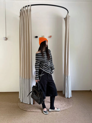 asymmetric striped sweater