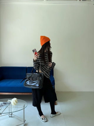 asymmetric striped sweater