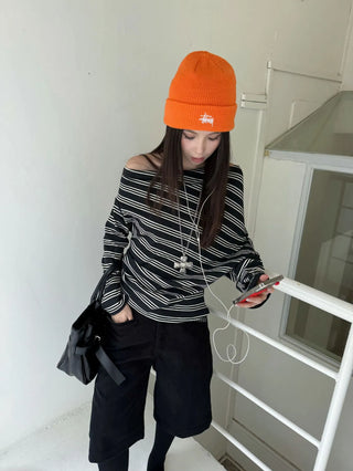 asymmetric striped sweater