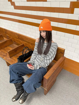 asymmetric striped sweater