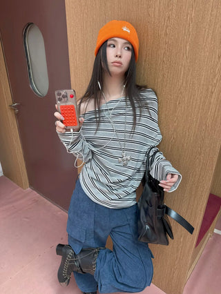 asymmetric striped sweater