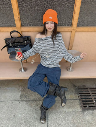 asymmetric striped sweater