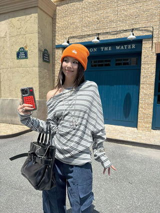 asymmetric striped sweater