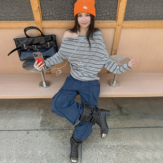 asymmetric striped sweater