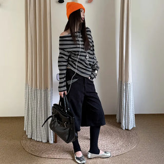 asymmetric striped sweater