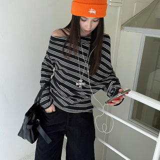 asymmetric striped sweater