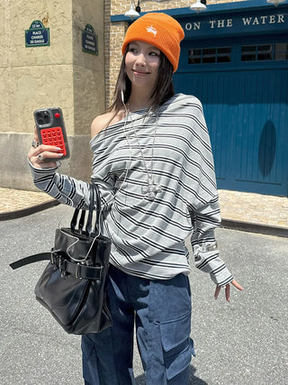 asymmetric striped sweater