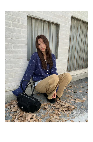 jacquard knit cardigan