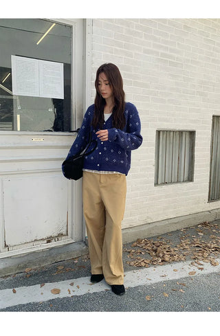 jacquard knit cardigan