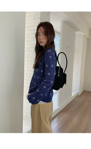 jacquard knit cardigan