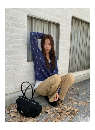 jacquard knit cardigan