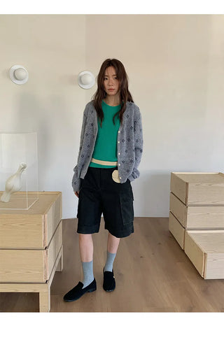 jacquard knit cardigan