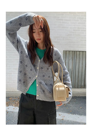 jacquard knit cardigan