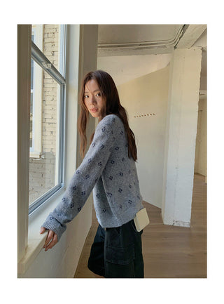 jacquard knit cardigan