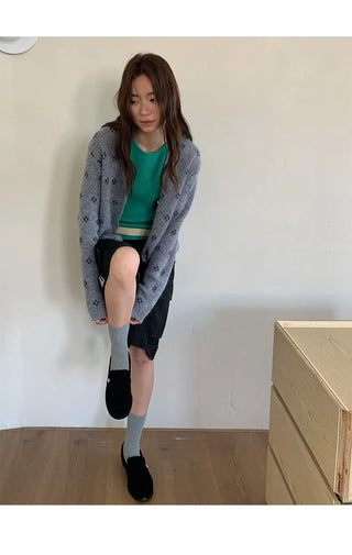 jacquard knit cardigan