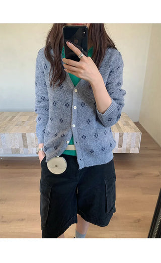 jacquard knit cardigan